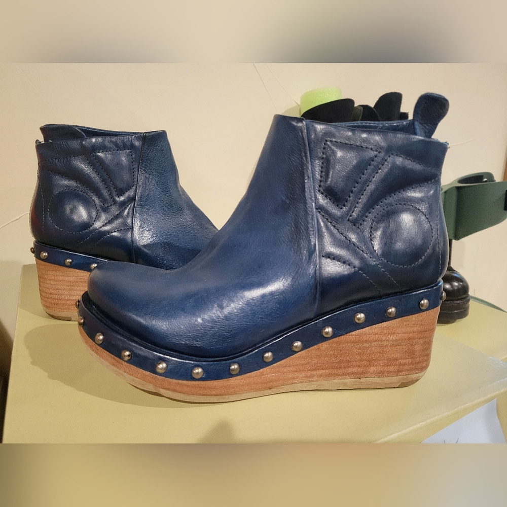 New A.S.98 Women's Oceanic BLUE Wedge Ankle Boots 37